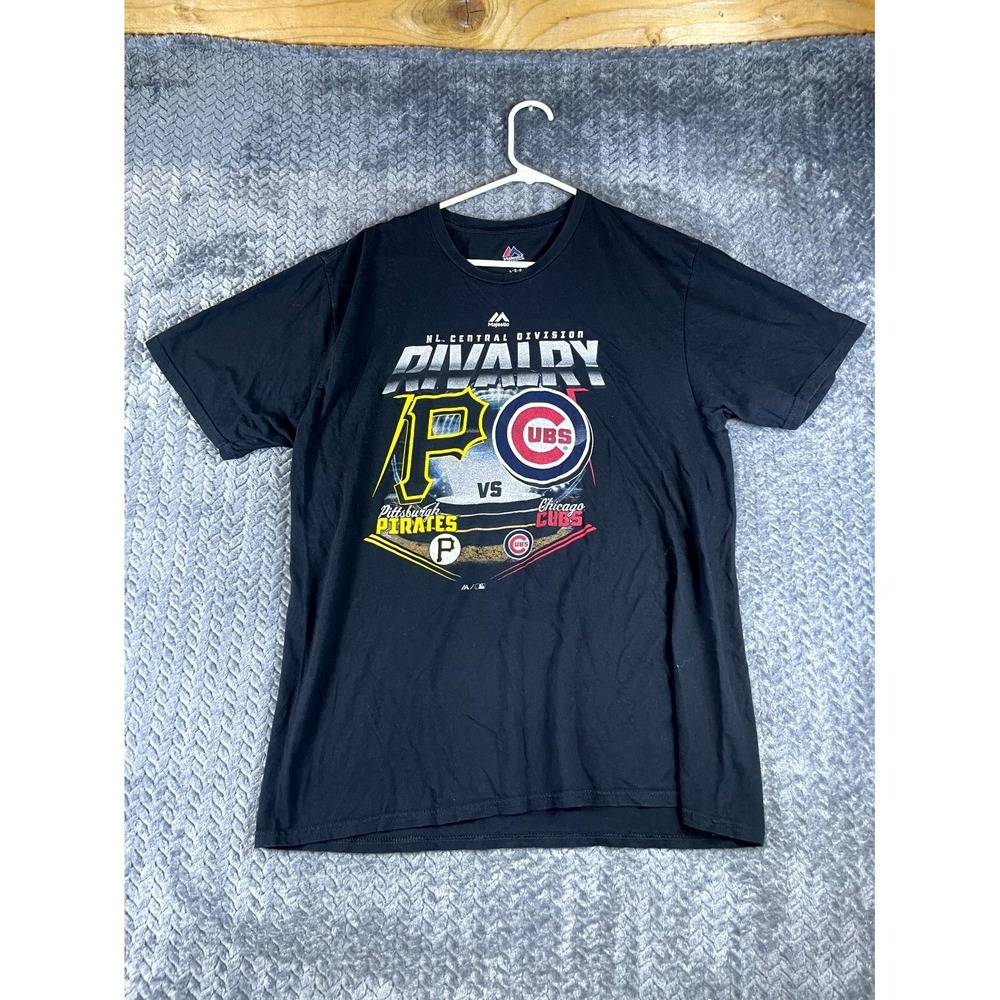 Chicago Cubs Vs Pittsburgh Pirates T-Shirt Men Large Black Majestic MLB Baseball